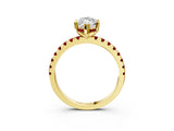 Yellow gold Marquise Cut Diamond Solitaire Ring with Pavé Band and Four-Prong Setting_3