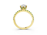 Yellow gold Marquise Cut Diamond Solitaire Ring with Pavé Band and Four-Prong Setting_3