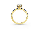 Yellow gold Marquise Cut Diamond Solitaire Ring with Pavé Band and Four-Prong Setting_3