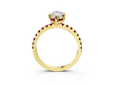 Yellow gold Marquise Cut Diamond Solitaire Ring with Pavé Band and Four-Prong Setting_3
