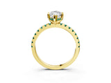 Yellow gold Marquise Cut Diamond Solitaire Ring with Pavé Band and Four-Prong Setting_3