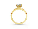Yellow gold Marquise Cut Diamond Solitaire Ring with Pavé Band and Four-Prong Setting_3