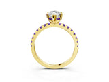 Yellow gold Marquise Cut Diamond Solitaire Ring with Pavé Band and Four-Prong Setting_3