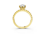 Yellow gold Marquise Cut Diamond Solitaire Ring with Pavé Band and Four-Prong Setting_3