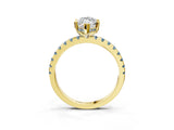 Yellow gold Marquise Cut Diamond Solitaire Ring with Pavé Band and Four-Prong Setting_3