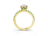 Yellow gold Marquise Cut Diamond Solitaire Ring with Pavé Band and Four-Prong Setting_3