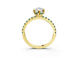 Yellow gold Marquise Cut Diamond Solitaire Ring with Pavé Band and Four-Prong Setting_3