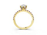 Yellow gold Marquise Cut Diamond Solitaire Ring with Pavé Band and Four-Prong Setting_3