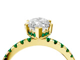 Yellow gold Marquise Cut Diamond Solitaire Ring with Pavé Band and Four-Prong Setting_4