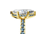 Yellow gold Marquise Cut Diamond Solitaire Ring with Pavé Band and Four-Prong Setting_5