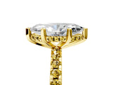 Yellow gold Marquise Cut Diamond Solitaire Ring with Pavé Band and Four-Prong Setting_5