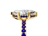 Yellow gold Marquise Cut Diamond Solitaire Ring with Pavé Band and Four-Prong Setting_5