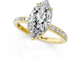 Yellow gold Marquise Cut Diamond Solitaire Ring with Pavé Band and Hidden Halo_27