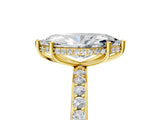 Yellow gold Marquise Cut Diamond Solitaire Ring with Pavé Band and Hidden Halo_31