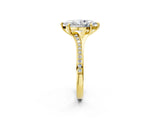 Yellow gold Marquise Cut Diamond Solitaire Ring with Pavé Band and Prong Setting_18