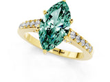Yellow gold Marquise Cut Diamond Solitaire Ring with Pavé Band and Prong Setting_1