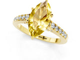 Yellow gold Marquise Cut Diamond Solitaire Ring with Pavé Band and Prong Setting_1