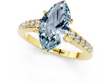 Yellow gold Marquise Cut Diamond Solitaire Ring with Pavé Band and Prong Setting_1