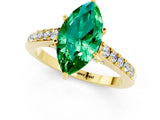 Yellow gold Marquise Cut Diamond Solitaire Ring with Pavé Band and Prong Setting_1