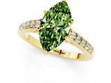 Yellow gold Marquise Cut Diamond Solitaire Ring with Pavé Band and Prong Setting_1
