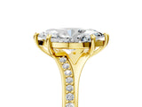 Yellow gold Marquise Cut Diamond Solitaire Ring with Pavé Band and Prong Setting_21