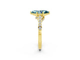 Yellow gold Marquise Cut Diamond Solitaire Ring with Pavé Band and Prong Setting_2