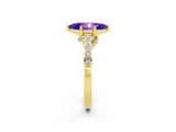 Yellow gold Marquise Cut Diamond Solitaire Ring with Pavé Band and Prong Setting_2