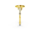 Yellow gold Marquise Cut Diamond Solitaire Ring with Pavé Band and Prong Setting_2