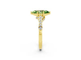 Yellow gold Marquise Cut Diamond Solitaire Ring with Pavé Band and Prong Setting_2