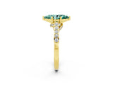Yellow gold Marquise Cut Diamond Solitaire Ring with Pavé Band and Prong Setting_2