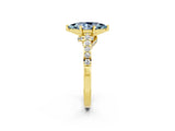 Yellow gold Marquise Cut Diamond Solitaire Ring with Pavé Band and Prong Setting_2