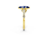 Yellow gold Marquise Cut Diamond Solitaire Ring with Pavé Band and Prong Setting_2