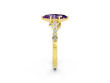 Yellow gold Marquise Cut Diamond Solitaire Ring with Pavé Band and Prong Setting_2