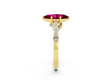Yellow gold Marquise Cut Diamond Solitaire Ring with Pavé Band and Prong Setting_2