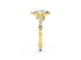Yellow gold Marquise Cut Diamond Solitaire Ring with Pavé Band and Prong Setting_2