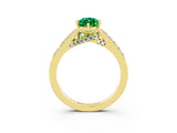 Yellow gold Marquise Cut Diamond Solitaire Ring with Pavé Band and Prong Setting_3