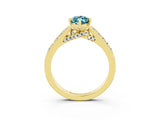Yellow gold Marquise Cut Diamond Solitaire Ring with Pavé Band and Prong Setting_3