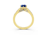 Yellow gold Marquise Cut Diamond Solitaire Ring with Pavé Band and Prong Setting_3