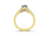Yellow gold Marquise Cut Diamond Solitaire Ring with Pavé Band and Prong Setting_3