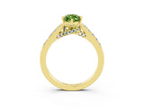 Yellow gold Marquise Cut Diamond Solitaire Ring with Pavé Band and Prong Setting_3