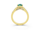 Yellow gold Marquise Cut Diamond Solitaire Ring with Pavé Band and Prong Setting_3