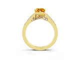 Yellow gold Marquise Cut Diamond Solitaire Ring with Pavé Band and Prong Setting_3