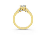 Yellow gold Marquise Cut Diamond Solitaire Ring with Pavé Band and Prong Setting_3