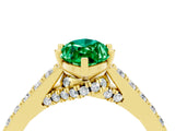 Yellow gold Marquise Cut Diamond Solitaire Ring with Pavé Band and Prong Setting_4