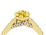 Yellow gold Marquise Cut Diamond Solitaire Ring with Pavé Band and Prong Setting_4