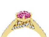 Yellow gold Marquise Cut Diamond Solitaire Ring with Pavé Band and Prong Setting_4