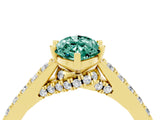 Yellow gold Marquise Cut Diamond Solitaire Ring with Pavé Band and Prong Setting_4