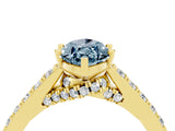 Yellow gold Marquise Cut Diamond Solitaire Ring with Pavé Band and Prong Setting_4