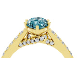 Yellow gold Marquise Cut Diamond Solitaire Ring with Pavé Band and Prong Setting_4