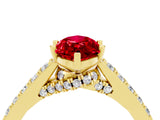 Yellow gold Marquise Cut Diamond Solitaire Ring with Pavé Band and Prong Setting_4